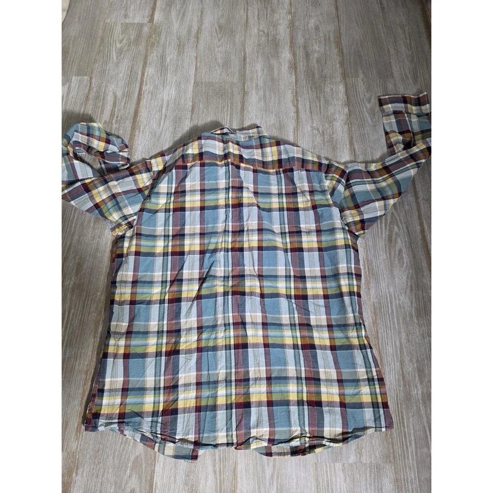 Banana Republic Slim Fit Plaid Button Up Shirt Blue Multicolor Cotton Mens XL